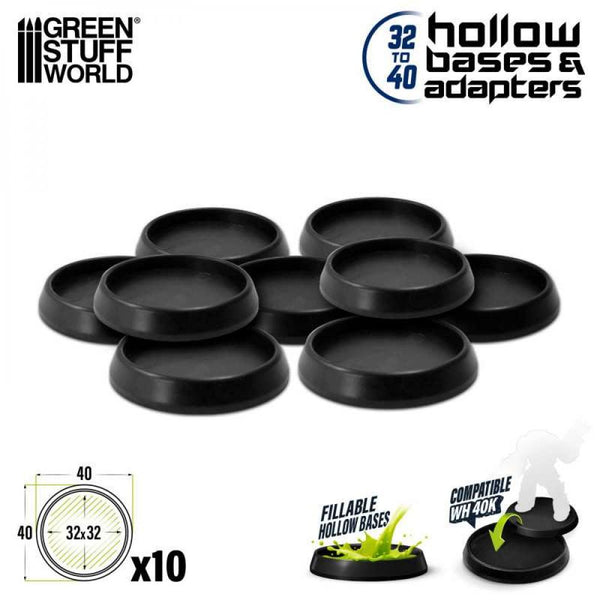 Socles en plastique noir avec CREUX - Rond 40mm (paquet de 10)